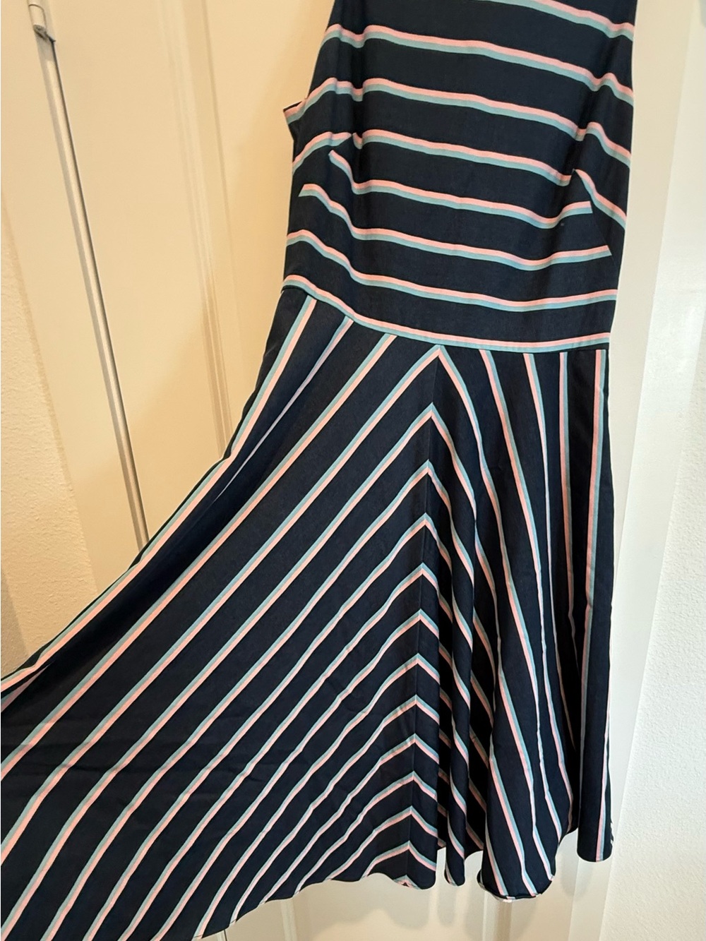 Eliza J Navy Striped Midi Dress with Pink & Light Blue Accents - Picture 3 of 7